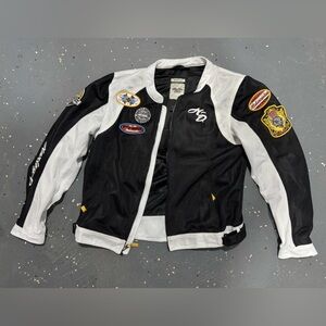 Harley-Davidson Black and White Bomber Jacket with Patch Details